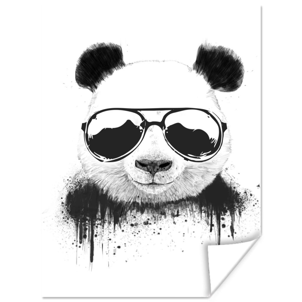 MuchoWow Poster Panda - Brille - Tropfen - Weiß 60x80 cm - Schlafzimmer Dekoration