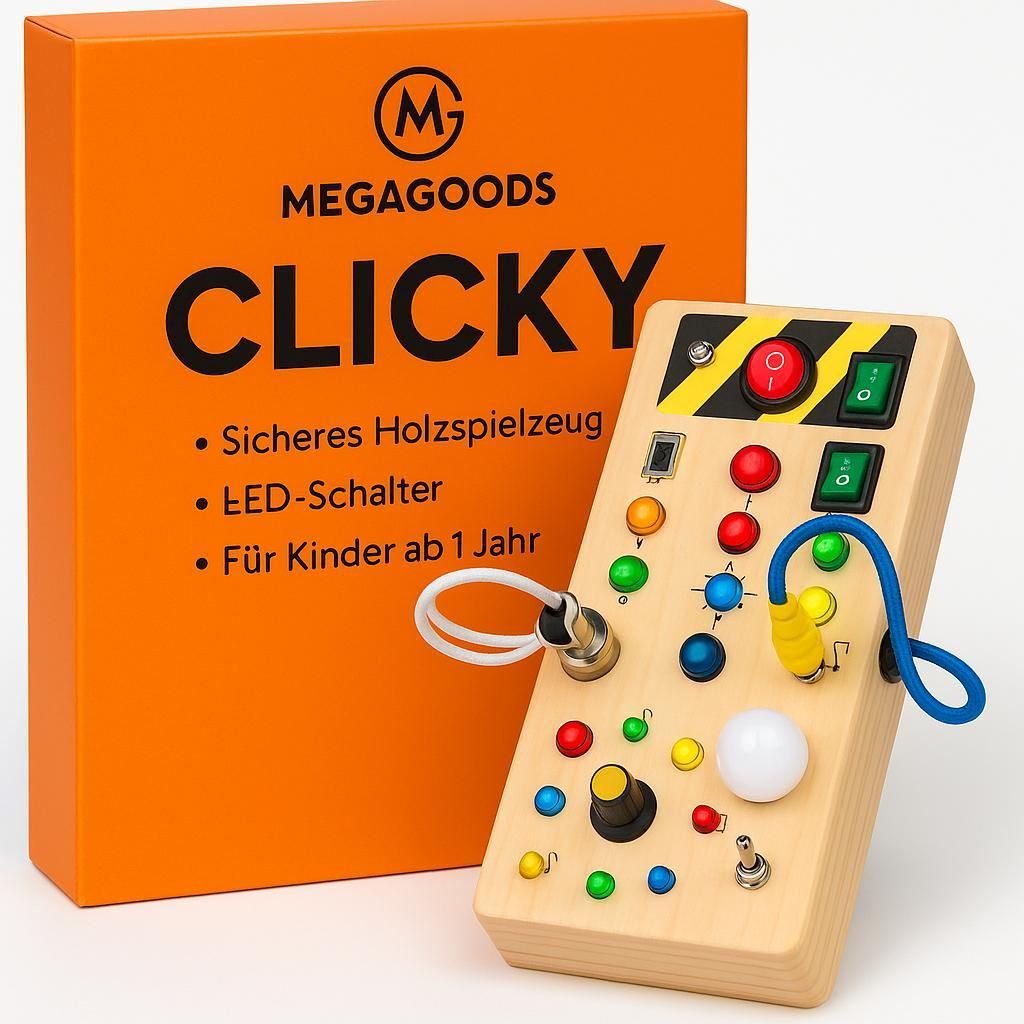 Montessori Busy Board Holzspielzeug mit LED Schaltern für Kinder DE.