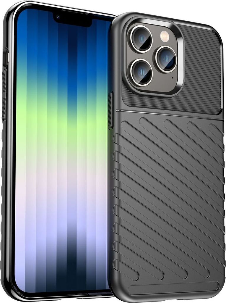 Mobigear Groove iPhone 14 Hülle Flexibles TPU Backcover - Schwarz