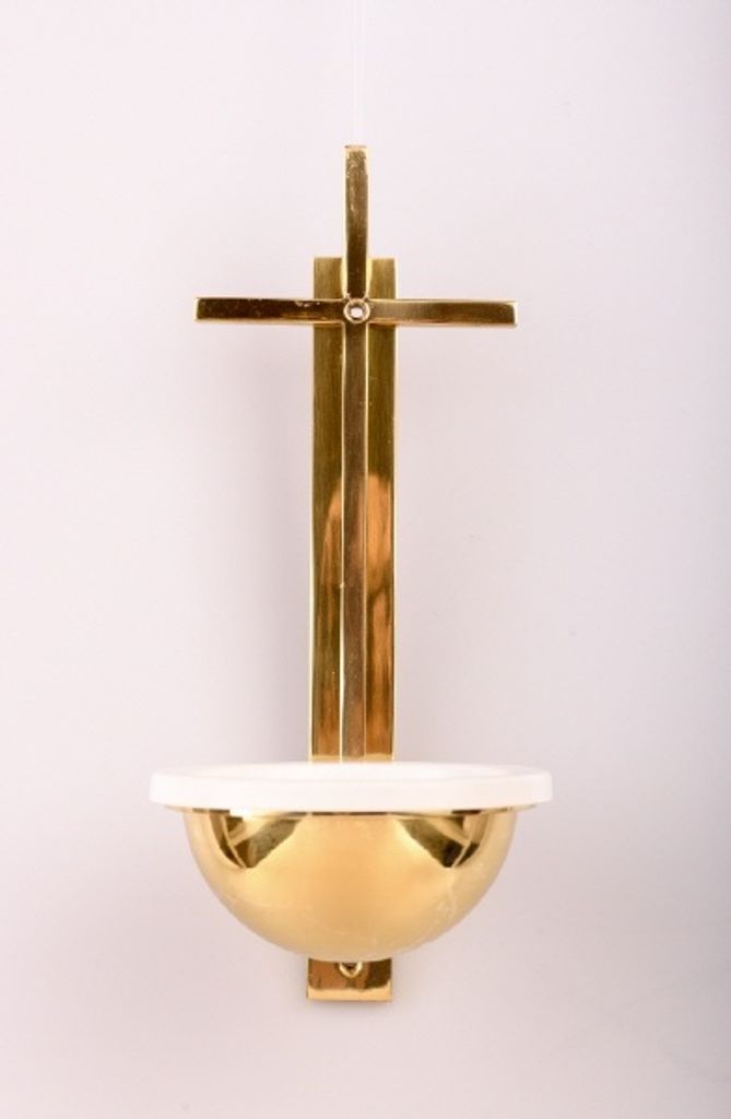 Großes Weihwasserbecken Messing (Höhe 31 cm)