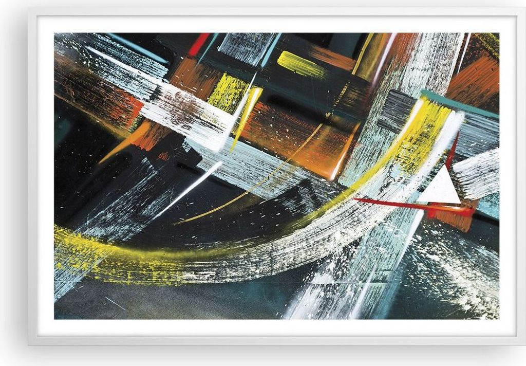 Gerahmtes Poster - Weißer Rahmen - Abstraktion Graffiti Bunt - 91,5x61 cm - Wand Bild - Wanddeko - Wandbilder - Kunstposter - Wandposter - Bilderr...