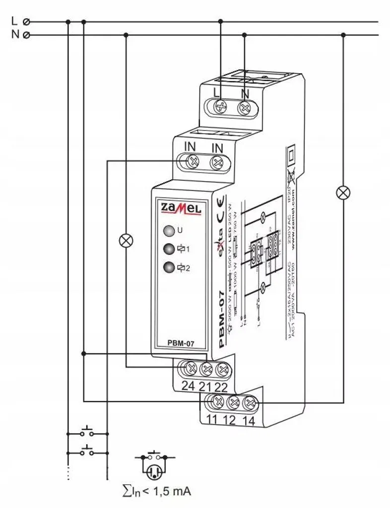 Relais Bistable PBM-07 Zamel pour Commande Centralisée Éclairage 230V