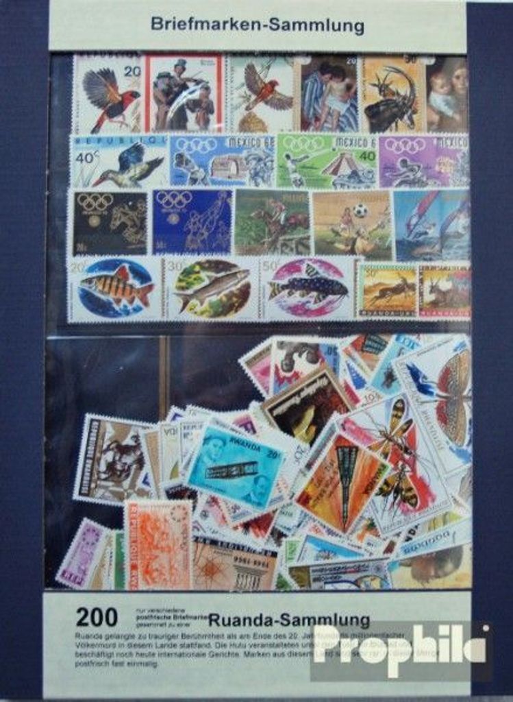 Briefmarken Ruanda 200 verschiedene Marken postfrisch