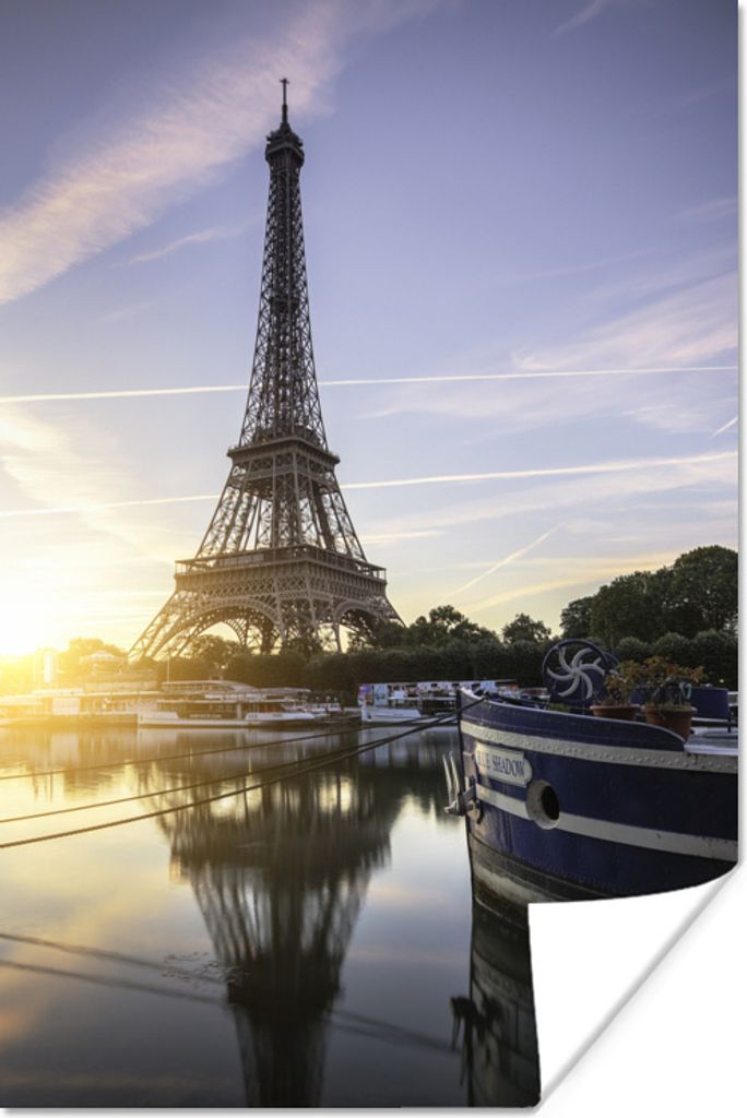 MuchoWow Poster Eiffelturm - Paris - Wasser 20x30 cm - Papierdruck