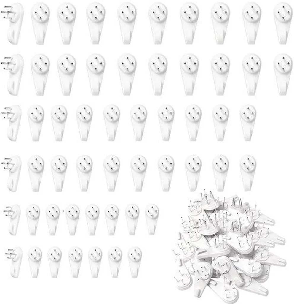 Accroche Tableau pour Mur Dur sans Perceuse - 55 Crochets Assortis 5cm