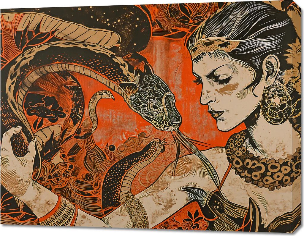 Bild 90x70cm Gespräch mit der Schlange