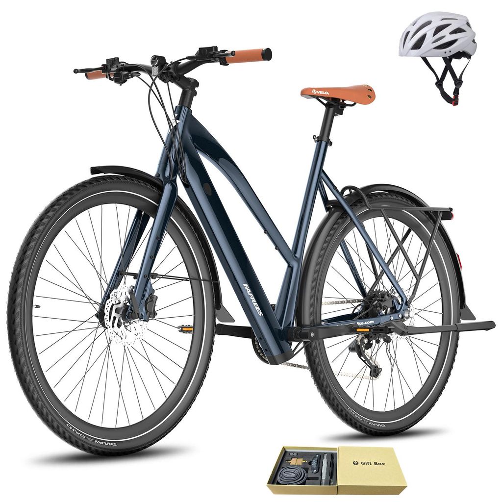 E-Bike für Damen und Herren 28 Zoll Pedelec mit 9 Gang Rostfreie Aluminiumlegierung 36V 250 W bis zu 100 km IPX4, Blau