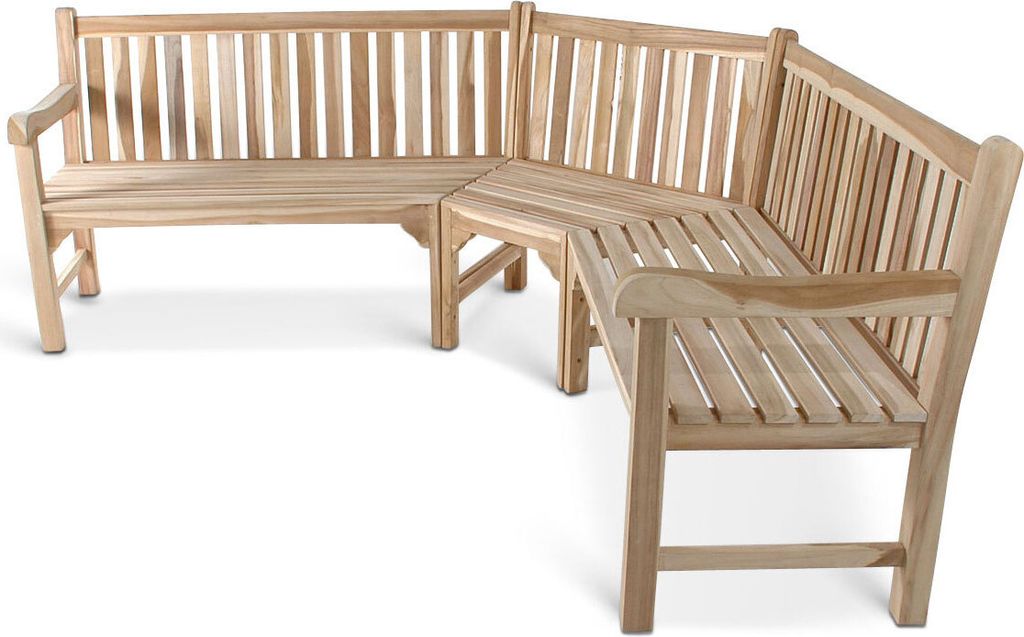 Gartenbank Eckbank 210 x 210 cm Teak-Holz FELIA Produktbild 