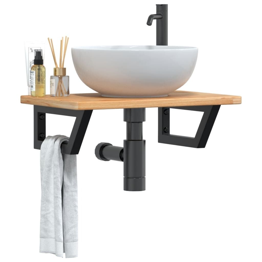 Maison Exclusive - Waschtischplatte mit Halterung Stahl und Massivholz Eiche