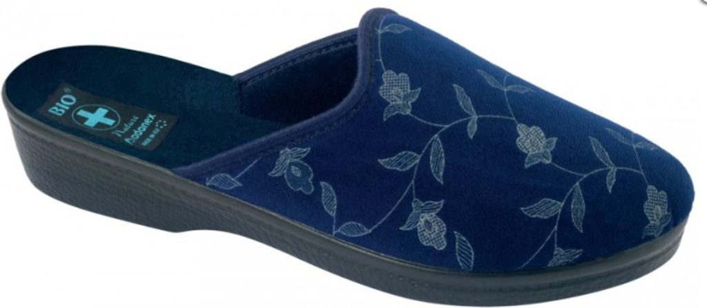 Damen Hausschuhe ADANEX 18567 blau mit blumen
