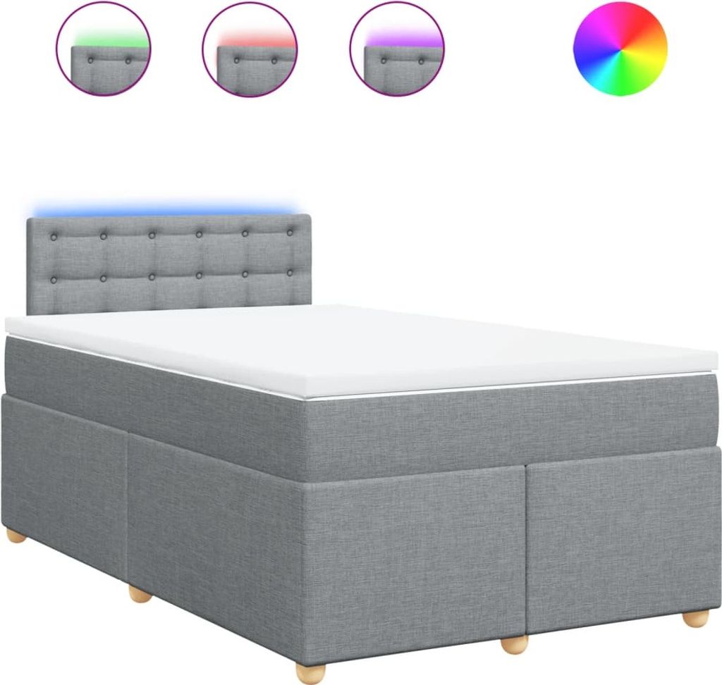 vidaXL Boxspringbett mit Matratze Hellgrau 120x200 cm Stoff