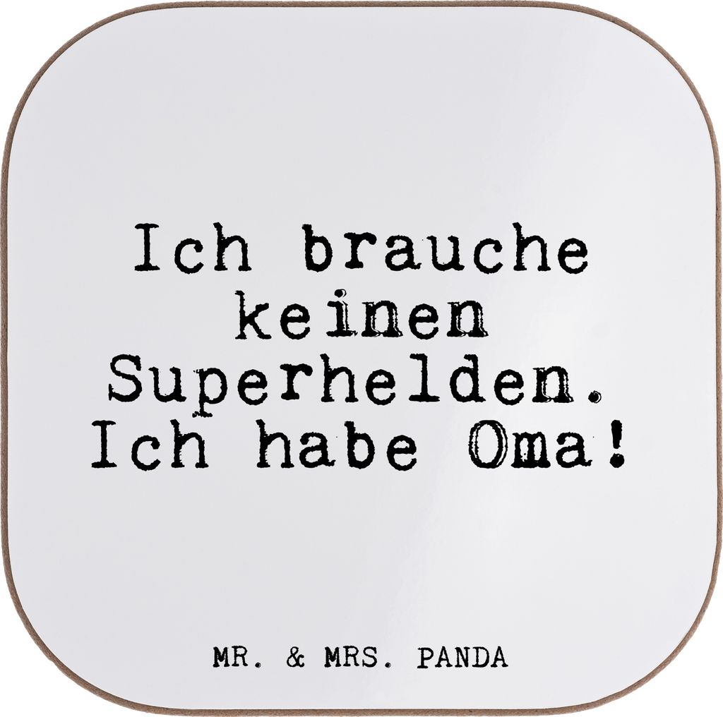 Mr. & Mrs. Panda Untersetzer für Gläser Ich brauche keinen Superhelden.... - Weiß - Geschenk, Dankeschön, Coaster, Oma Geburtstag, Sprüche, Sp...