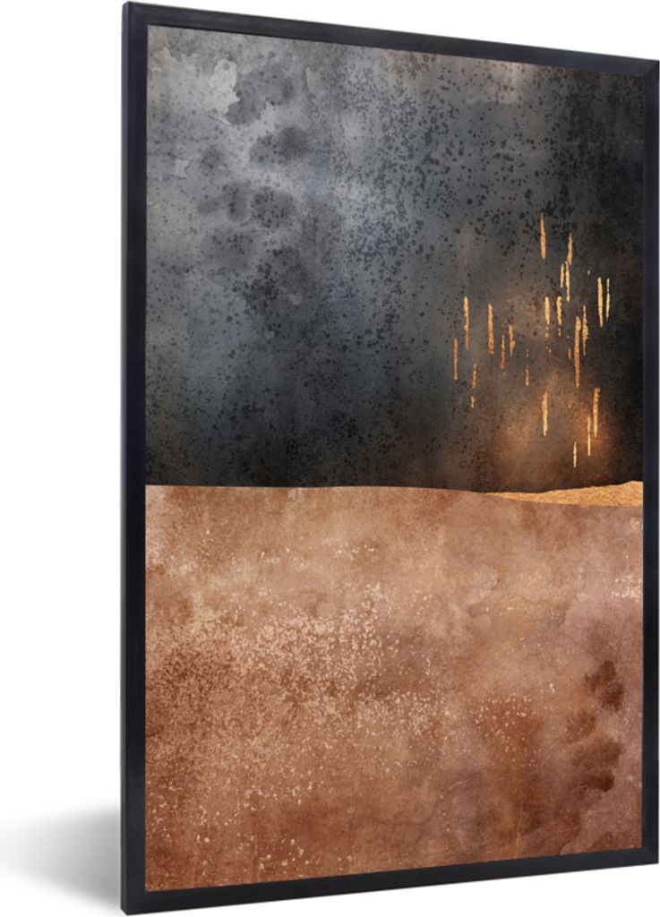 MuchoWow Gerahmtes Poster Abstrakt - Gold - Design 40x60 cm - Poster mit Schwarzem Bilderrahmen Wandposter Rahmen Foto Bilder - Papierdruck - Wan...