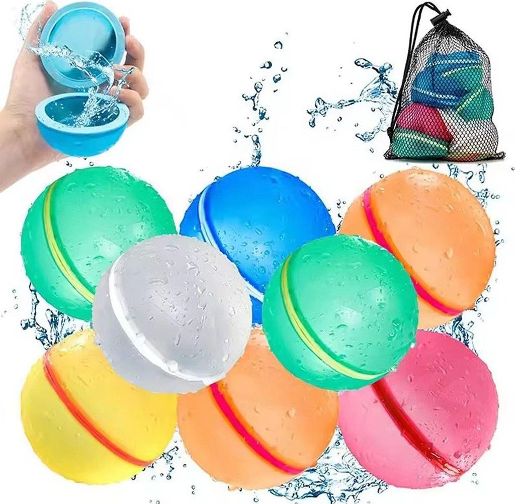 Wasserball, 16 Stück Wasserbomben, wiederverwendbare Wasserball aus Silikon, Selbstschließend,Schnell befüllbar, für Pool & Wasserschlacht