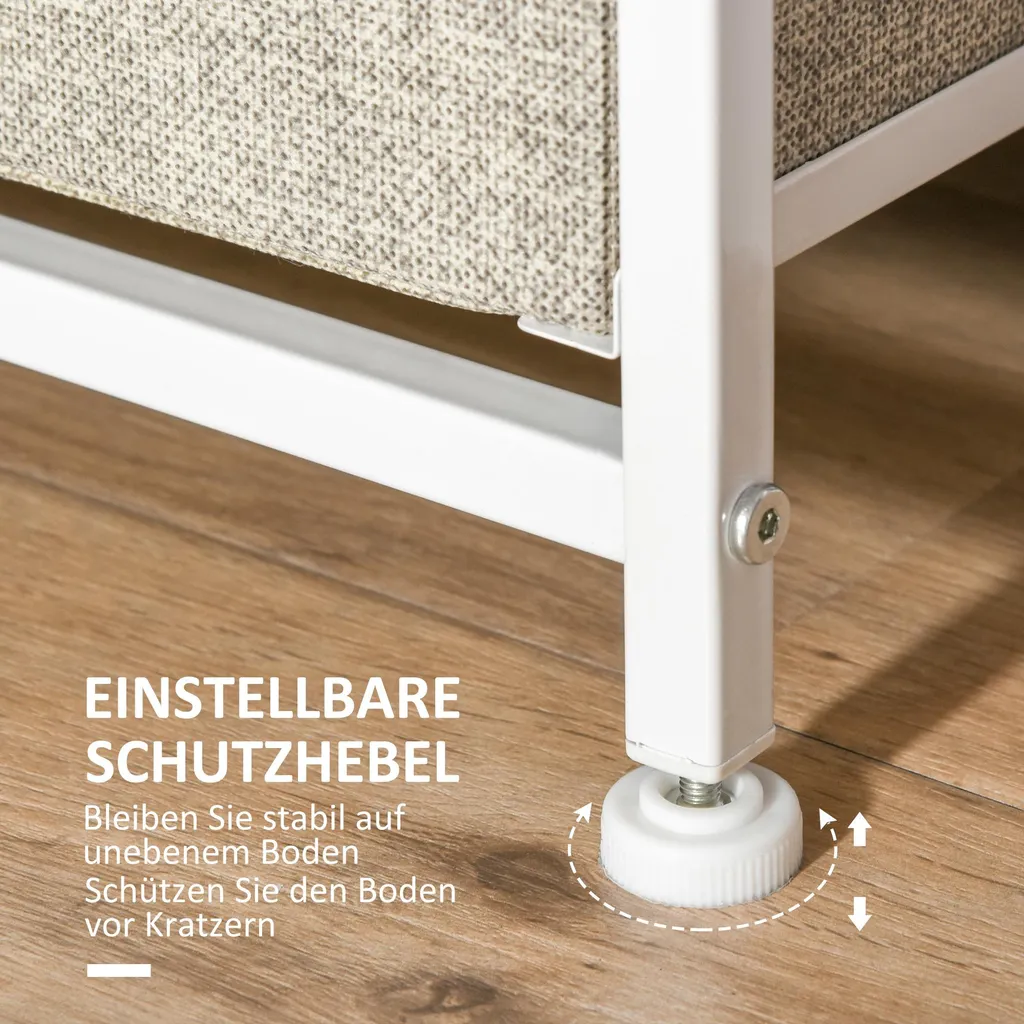 Commode 7 tiroirs en tissu structure métal gris clair - Design Industriel - 5