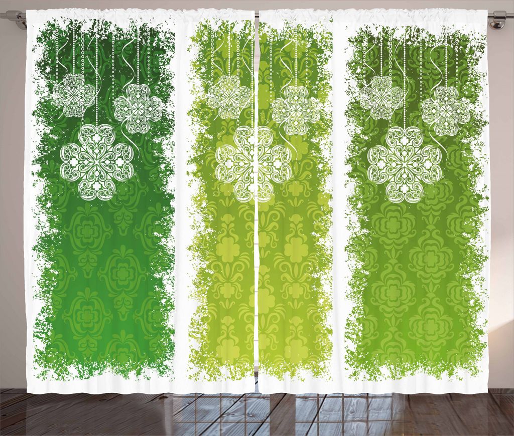 ABAKUHAUS irisch Rustikaler Vorhang, Antike Historisch Grüne, Wohnzimmer Universalband Gardinen mit Schlaufen und Haken, 280 x 245 cm, Mehrfarbig