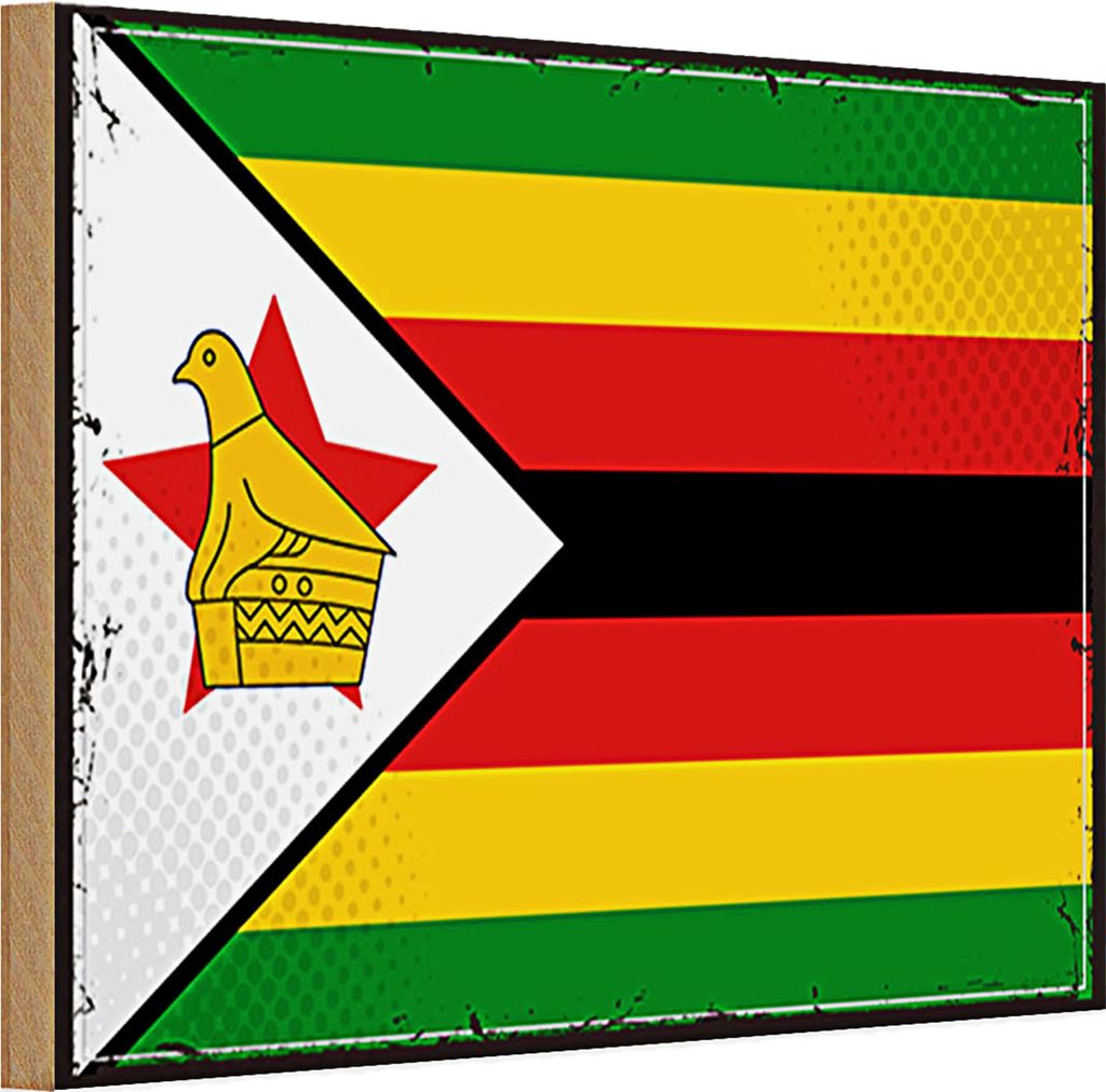 Holzschild Flagge Simbabwe 30x20cm Retro Flag of Zimbabwe