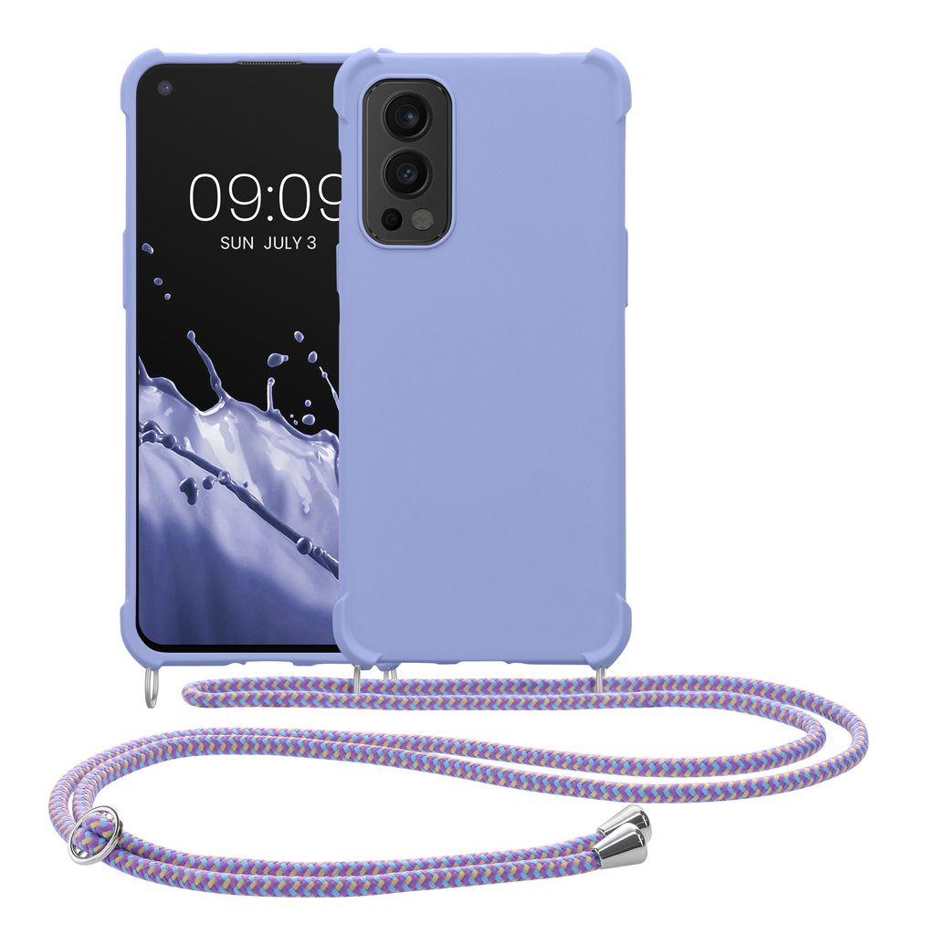 kwmobile Necklace Case kompatibel mit OnePlus Nord 2 5G Hülle - Cover mit Kordel zum Umhängen - Silikon Schutzhülle Lavendel