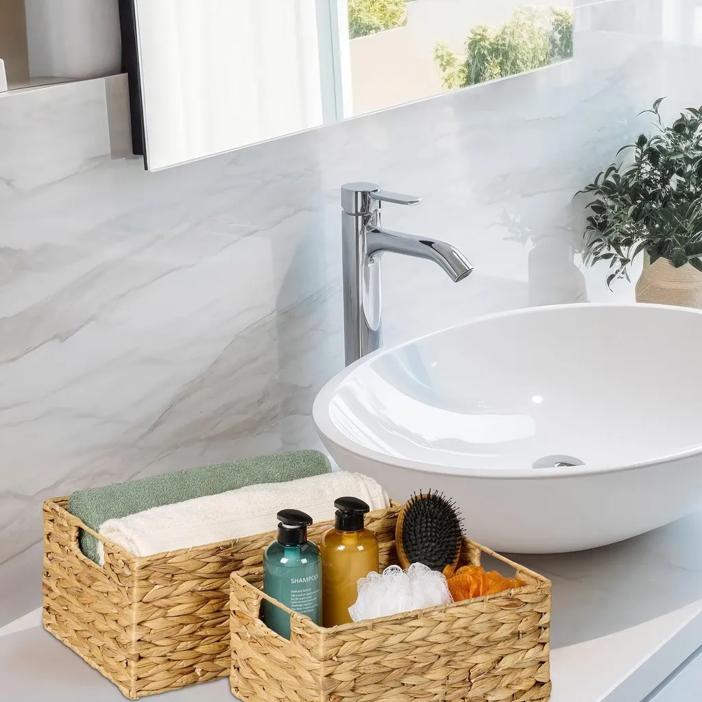 Set 2 Cestini in Giacinto d'Acqua Intrecciati | Organizer Salvaspazio