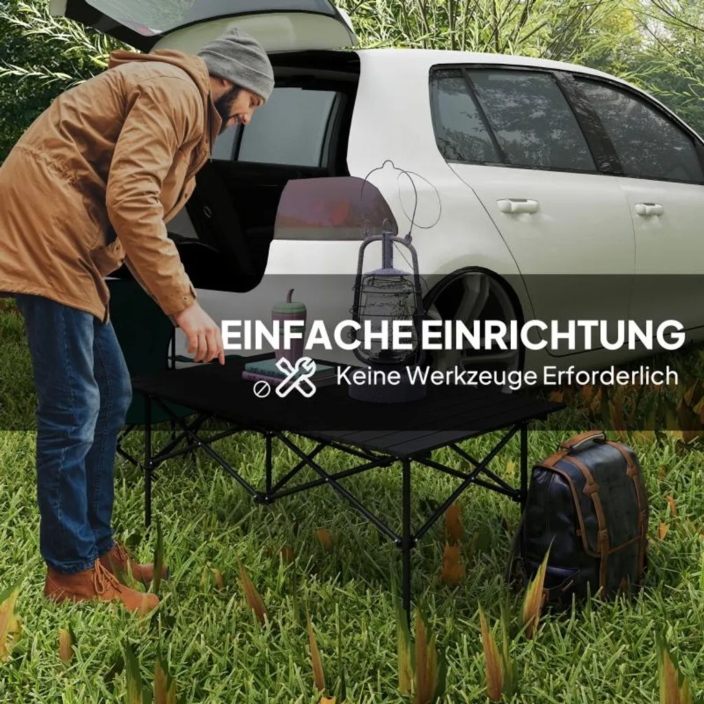Fortuna Lai Table Camping Pliante 95x55cm - Table Aluminium Noire X