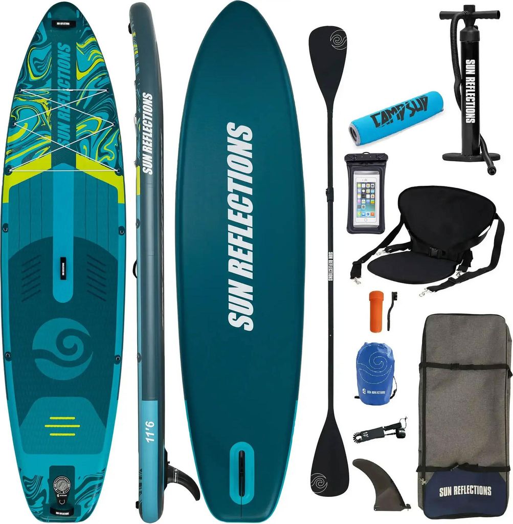 SUP Board aufblasbar Sun Reflections 11'6" Combo Emerald Drift + Boje für Paddel