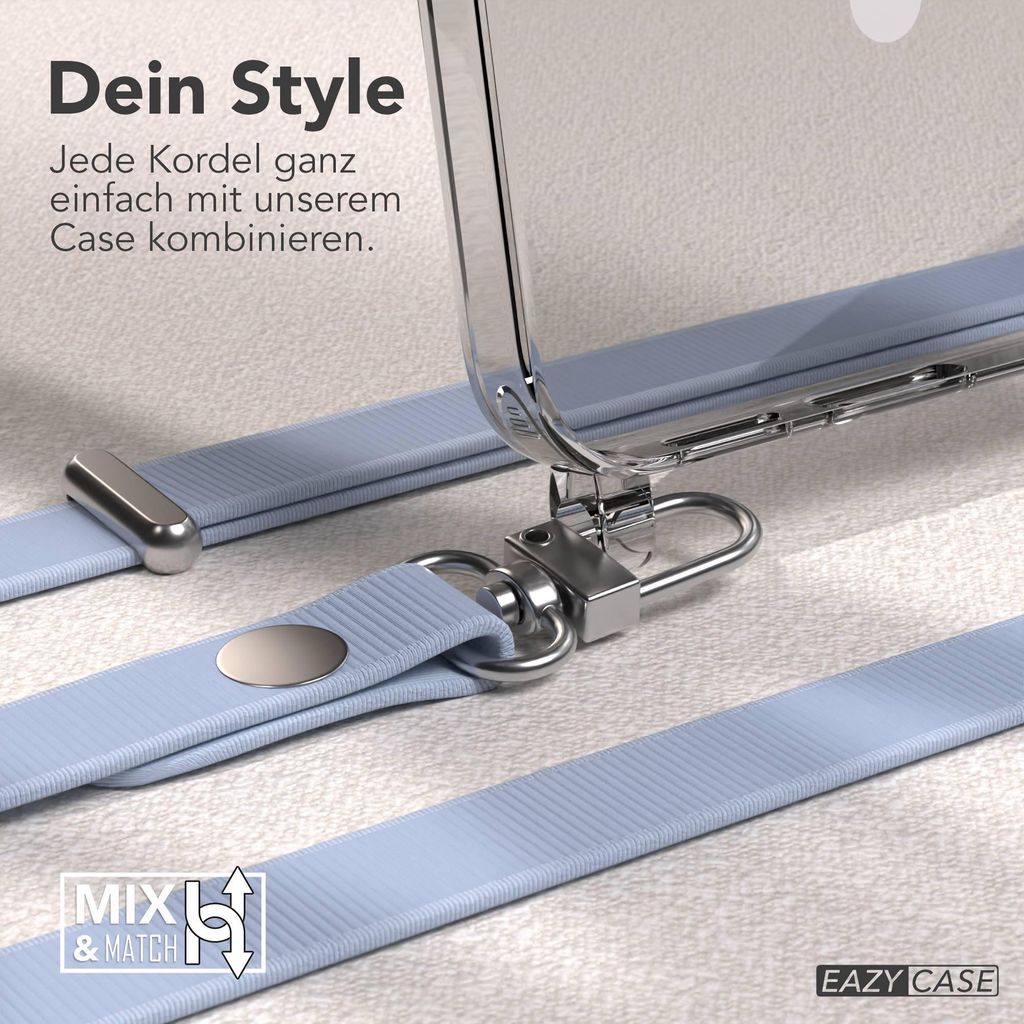 EAZY CASE MagSafe Handyhülle mit Crossbody Handykette für Samsung Galaxy S25 FE, Magnetisches Band, 1-1,90m verstellbar in Blau