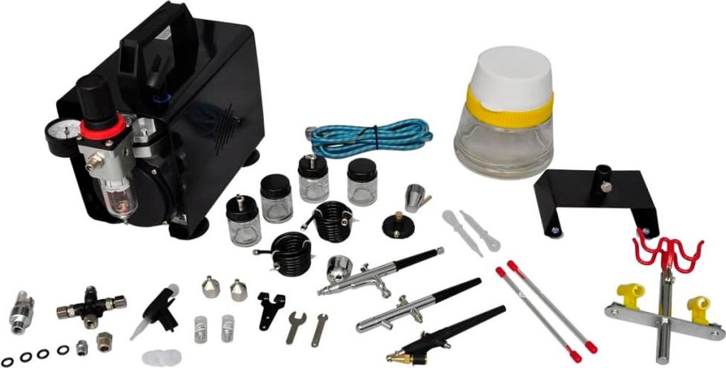 vidaXL Profi Airbrush Komplett-Set mit 3 Pistolen