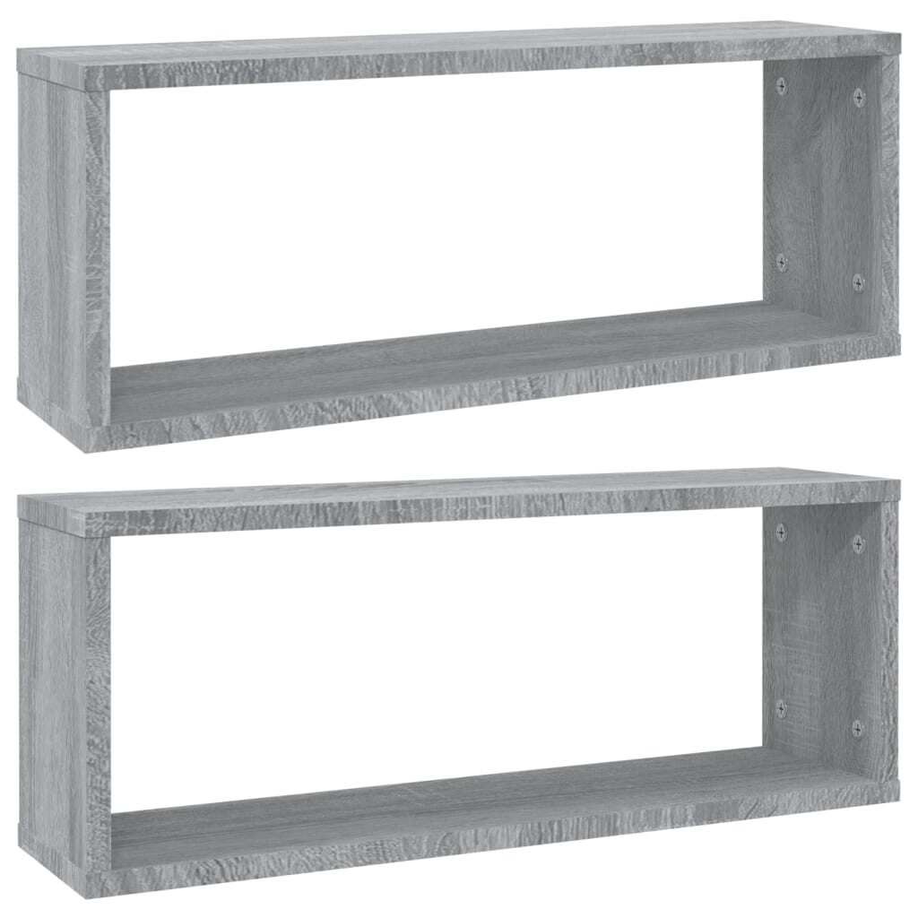 vidaXL Mensole a cubo 2 pz. Grigio Sonoma 60x15x23 cm Immagine del prodotto 