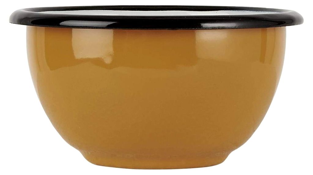 Schale aus Emaille gelb mit weißem Innenraum