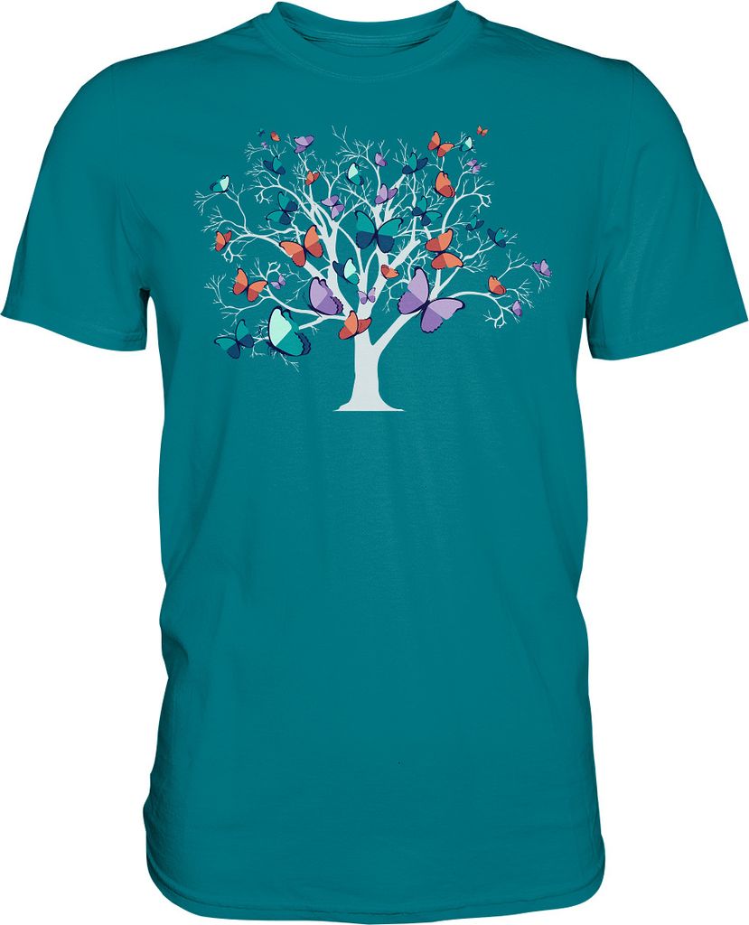 Frauen Bunter Schmetterling Baum T-Shirt – Diva Blue / 3XL Produktbild 