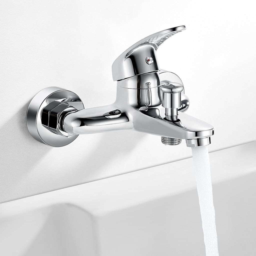 Badewannenarmatur mit Duschset - Duschwandmontage - 1 Stück - 150 mm