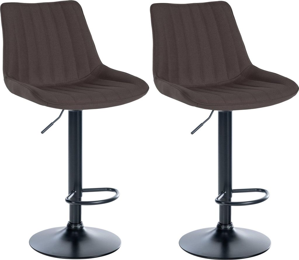 2er Set Barhocker Toni Stoff, Farbe:Dunkelgrau, Material Gestell:Metall matt schwarz