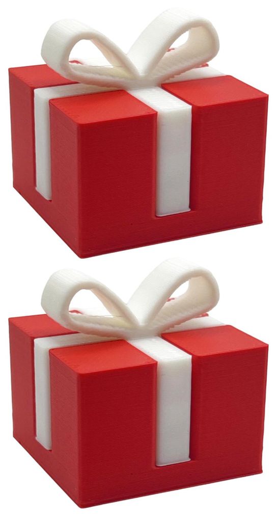 1/2/3 Mini-Weihnachtsgeschenkbox-Figur, 3D-gedruckt, weiße Schleife, rote Geschenkbox, Weihnachtsfeier, Dekoration für Zuhause, Büro oder Schrei...