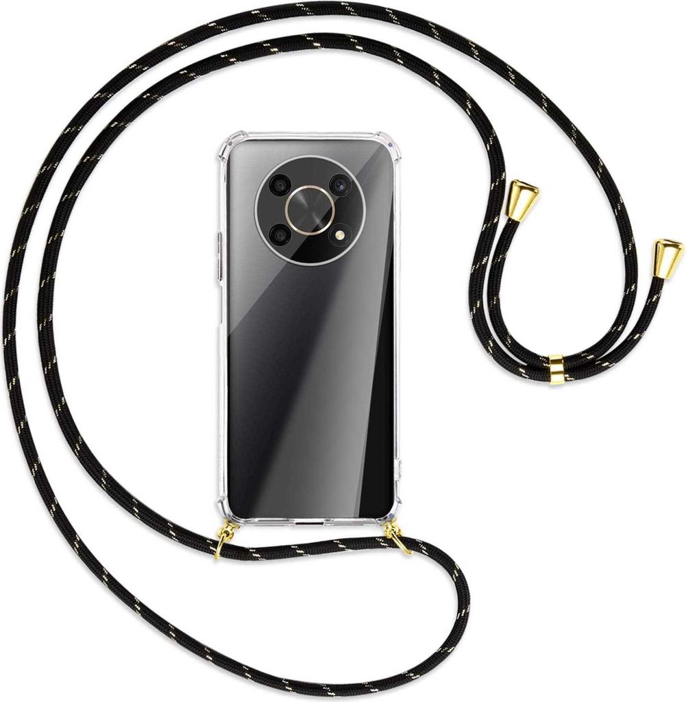 Handykette Backcover-Schutzhülle mit Band (Metall goldfarben) für Honor Magic4 Lite / X9 5G / X30 - schwarz/gold