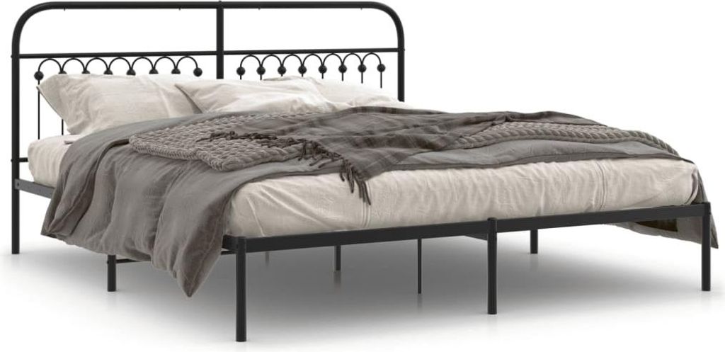 vidaXL Bettgestell mit Kopfteil Metall Schwarz 183x213 cm