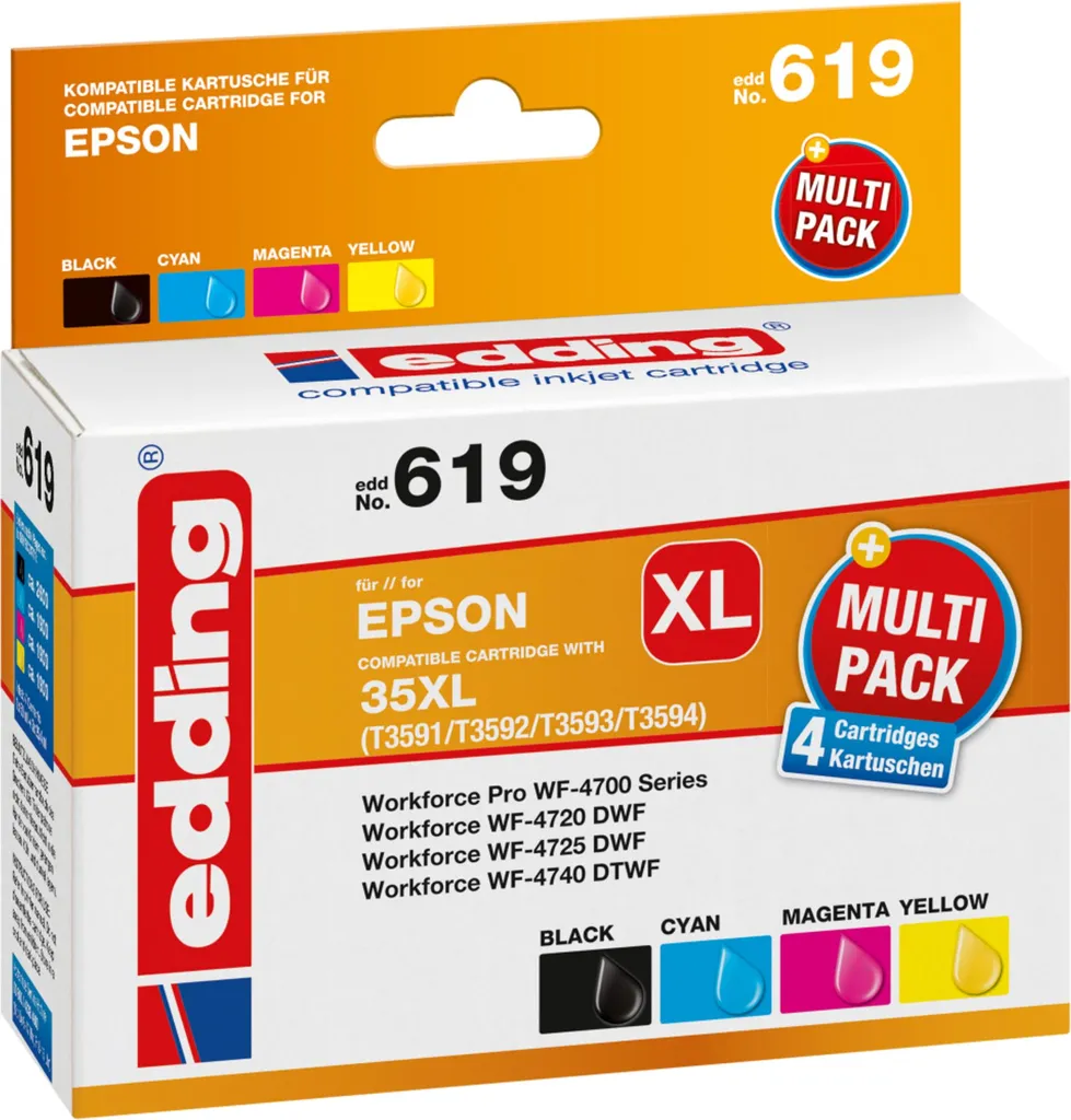 cartuccia d'inchiostro 18-619-01 come Epson 35XL b/n/m/y 4 pezzi