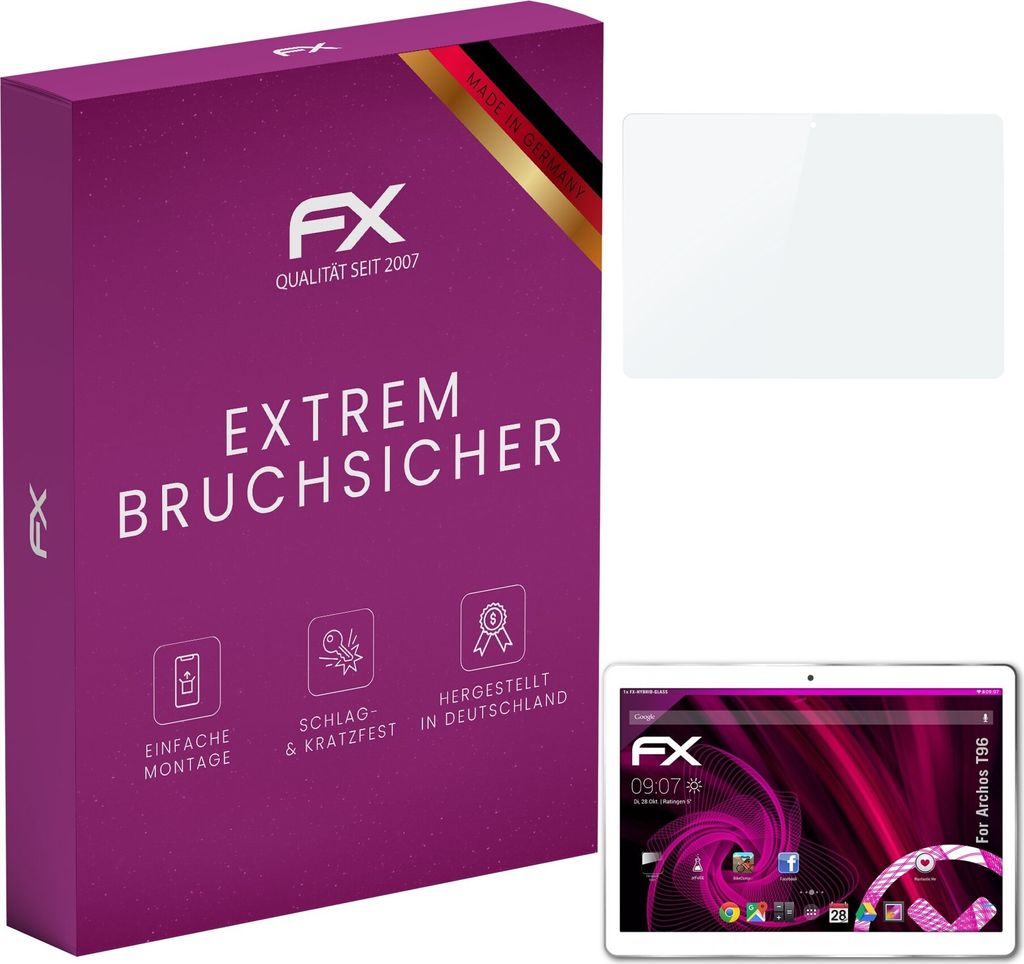 atFoliX FX-Hybrid-Glass Displayfolie kompatibel mit Archos T96 Glasfolie