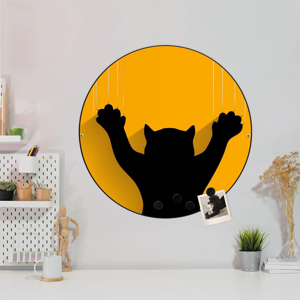 Design Stahlmagnettafel Schwarz Rund 47cm Scratch