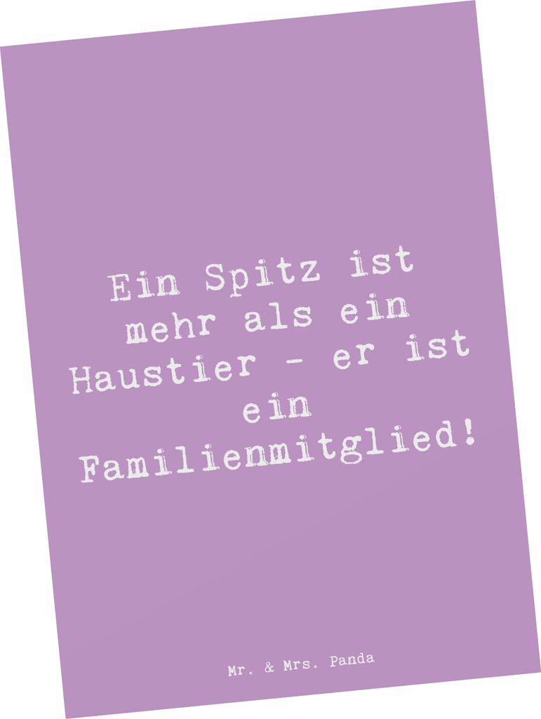 Mr. & Mrs. Panda Postkarte Spruch Spitz Familienmitglied - Lavendeltraum - Geschenk, Hunderasse, Ansichtskarten, Familienhund, Designkarte, treu, H...