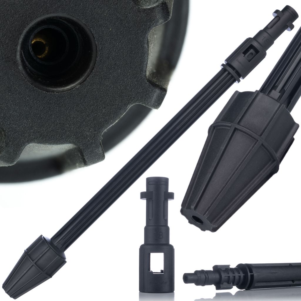 Rosfix Lanze mit Rotationsdüse – Turbodüse für Kärcher K2-K7 | Max 160 bar, 8 l/min, 60°C | Adapter für Black & Decker, Lavor, VAX, Bosch