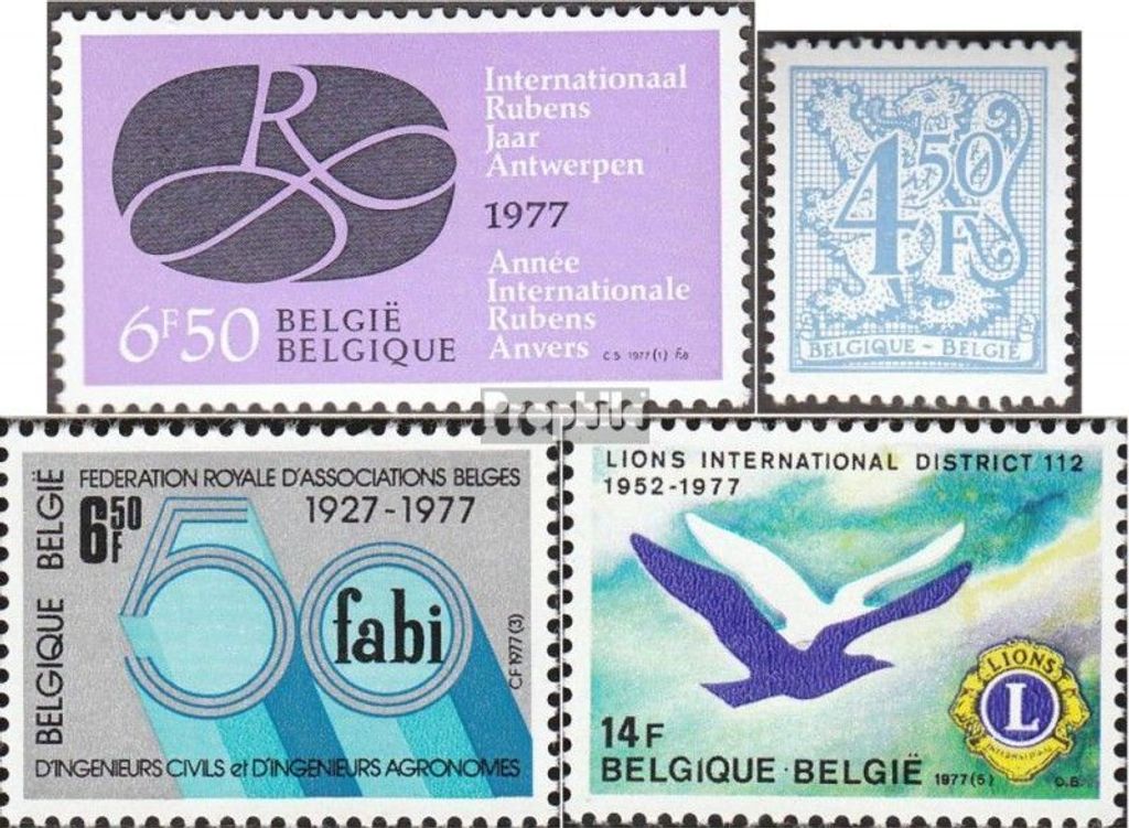 Briefmarken Belgien 1977 Mi 1890,1891,1894,1901 Produktbild 