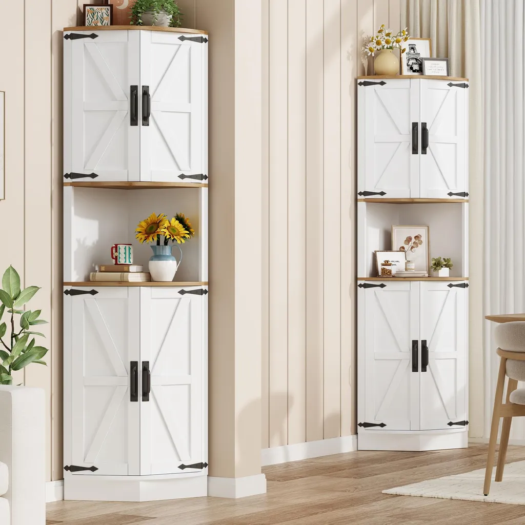 Armoire d'angle à 5 compartiments avec protection anti-basculement Merax