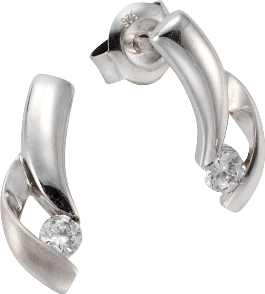 F Ohrstecker 925/- Sterling Silber 1,5cm weiß Zirkonia weiß 360220417