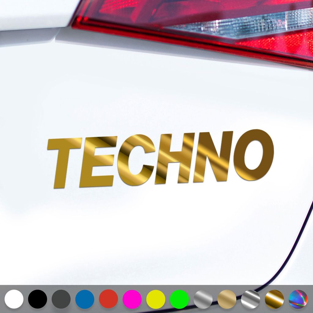 PantherPixel Techno Aufkleber Elektro DJ House Musik Bass Sticker Auto Geschenkidee Farbe Chrom-Gold