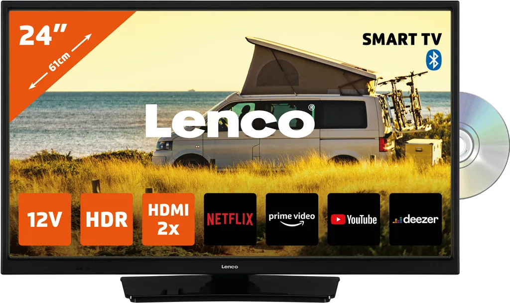 Télévision 24 pouces idéale pour caravane et camping-car avec DVD 12V