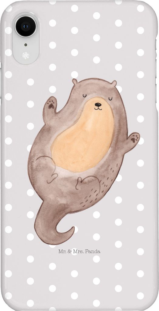 Mr. & Mrs. Panda Iphone XR Handyhülle Otter Umarmen - Grau Pastell - Geschenk, Handy Case, Hallo, gut Gelaunt, Optimistisch, Premium Kunststoff, S...