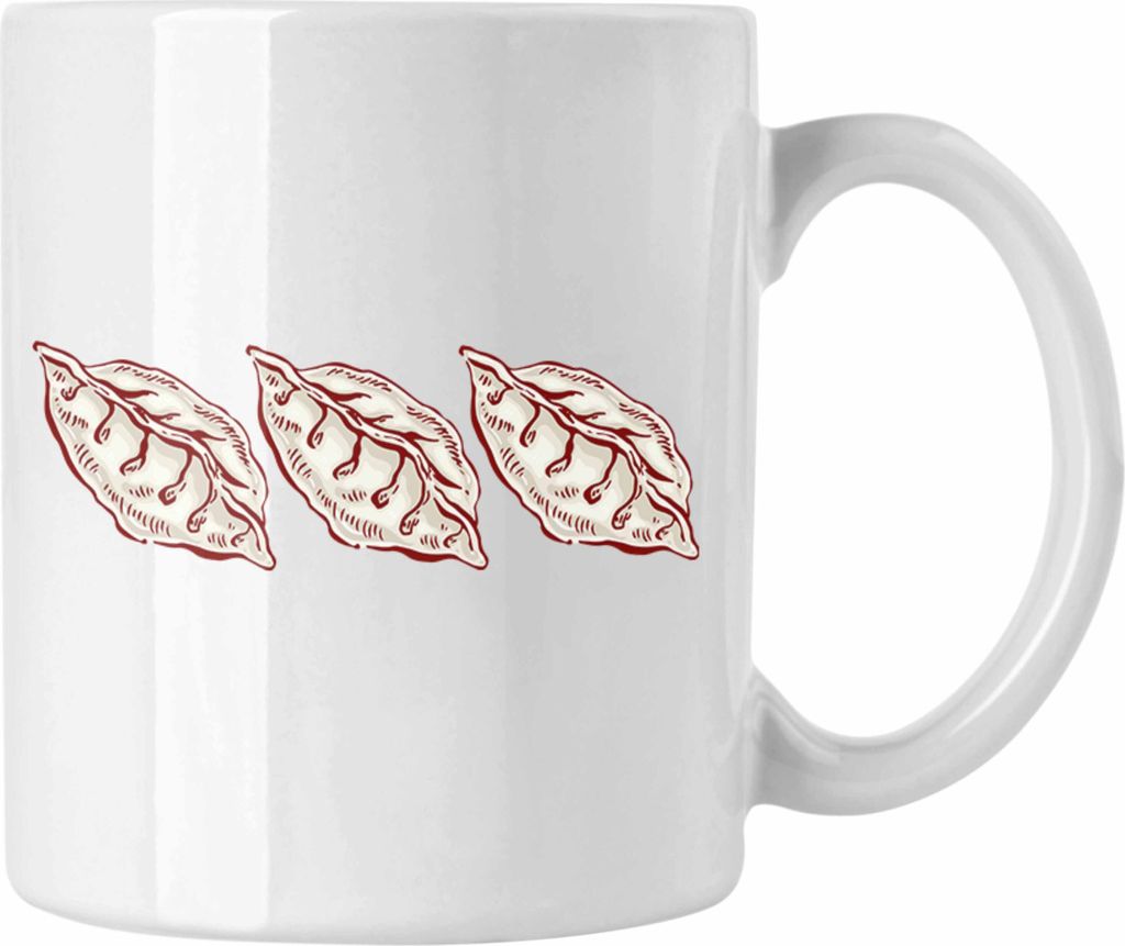 Trendation - Dumpling Tasse Geschenk Gyozas Asiatisch Sushi Liebhaber Geschenkidee 3 Dumplings (Weiß)