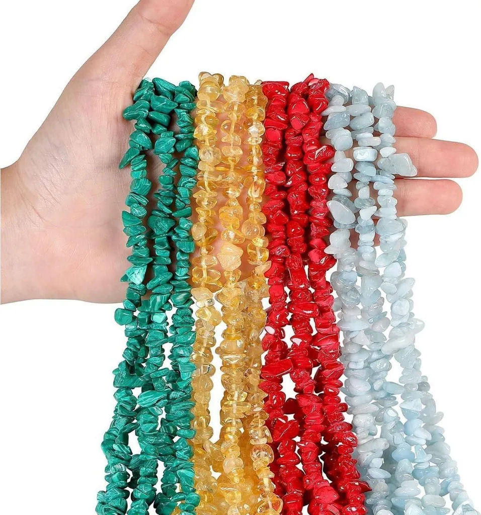 Kit Perles en Pierres Naturelles 7 Chakra pour Création de Bracelet DIY