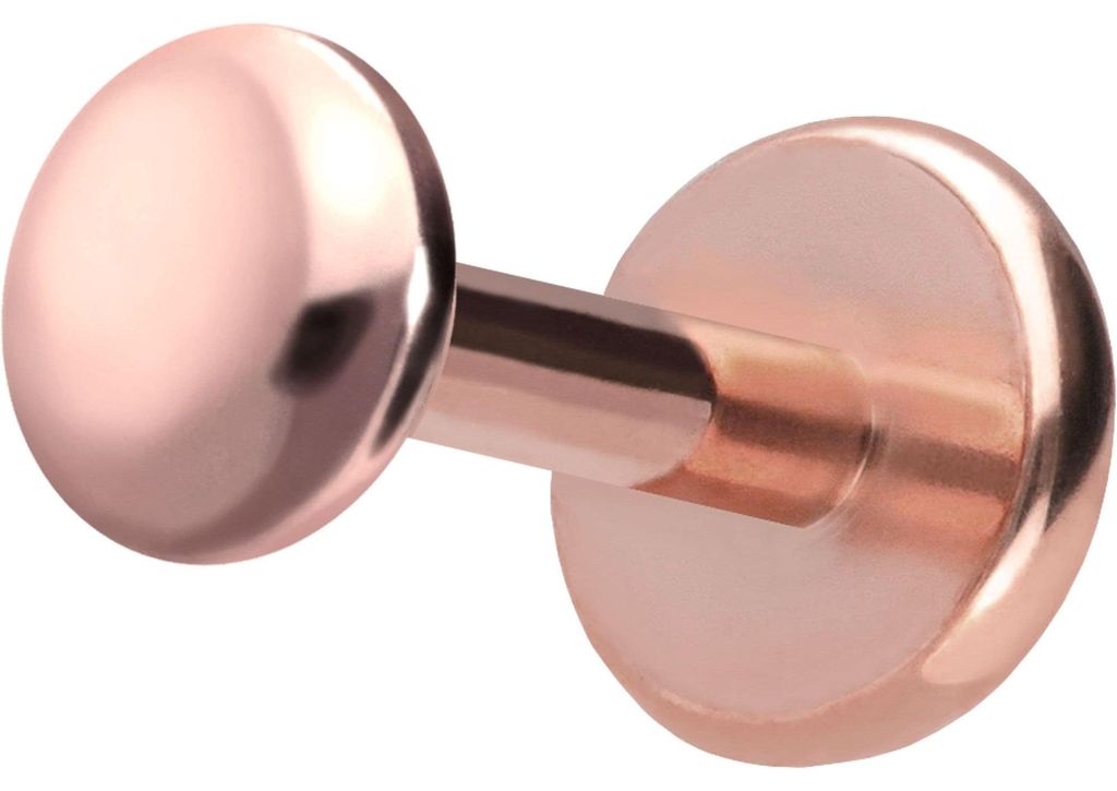 Ohrpiercing, Nasenpiercing Titan Labret mit Push Fit DISC RoséGold Stablänge: 6mm | Stabstärke: 1mm | Discgröße: 3mm