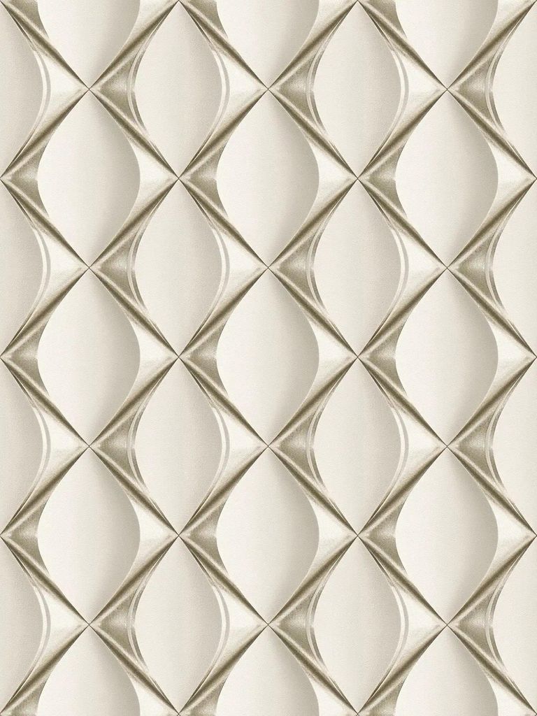3D Tapete Silber-Weiß mit Retro Design – Grau, Metallic, Produktbild 